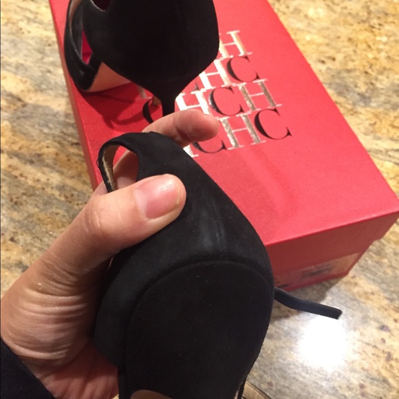 NWT Carolina Herrera black suede heels sz 40 - Picture 5 of 7